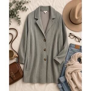 J. Jill Textured Herringbone Knit Blazer Cardigan Jacket 2X Pockets Soft